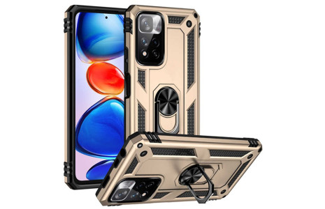Newface Xiaomi Redmi Note 11 Pro Plus 5G Kılıf Sofya Yüzüklü Silikon Kapak - Gold