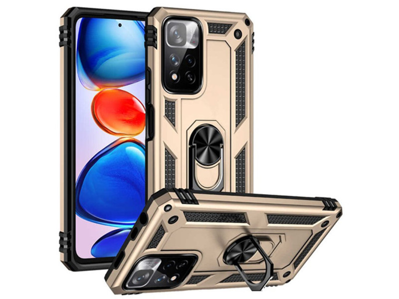 Newface Xiaomi Redmi Note 11 Pro Plus 5G Kılıf Sofya Yüzüklü Silikon Kapak - Gold