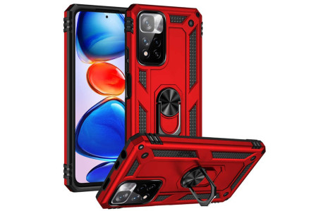Newface Xiaomi Redmi Note 11 Pro Plus 5G Kılıf Sofya Yüzüklü Silikon Kapak - Kırmızı