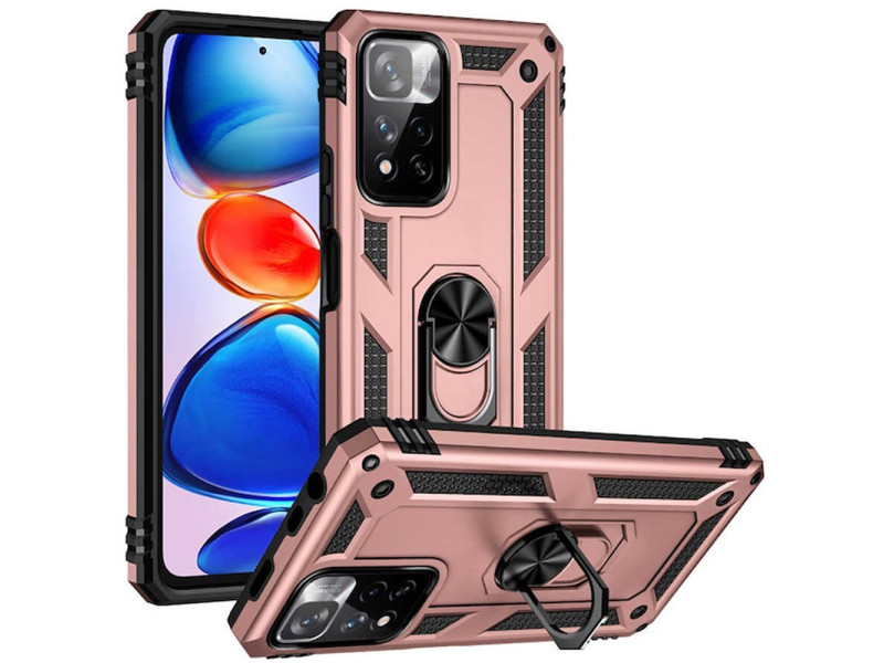 Newface Xiaomi Redmi Note 11 Pro Plus 5G Kılıf Sofya Yüzüklü Silikon Kapak - Rose