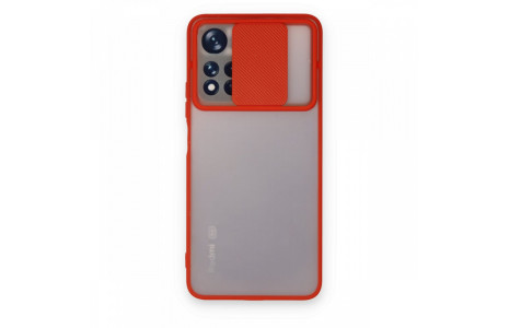 Newface Xiaomi Redmi Note 11 Pro Plus 5G Kılıf Palm Buzlu Kamera Sürgülü Silikon - Kırmızı