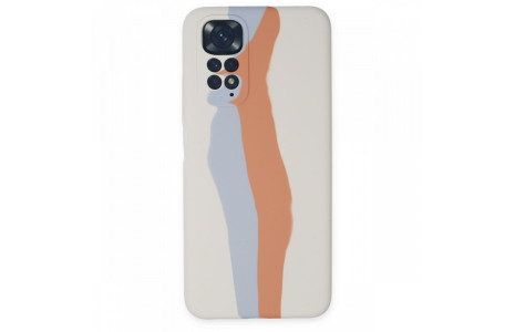 Newface Xiaomi Redmi Note 11S Kılıf Ebruli Lansman Silikon - Beyaz-Turuncu