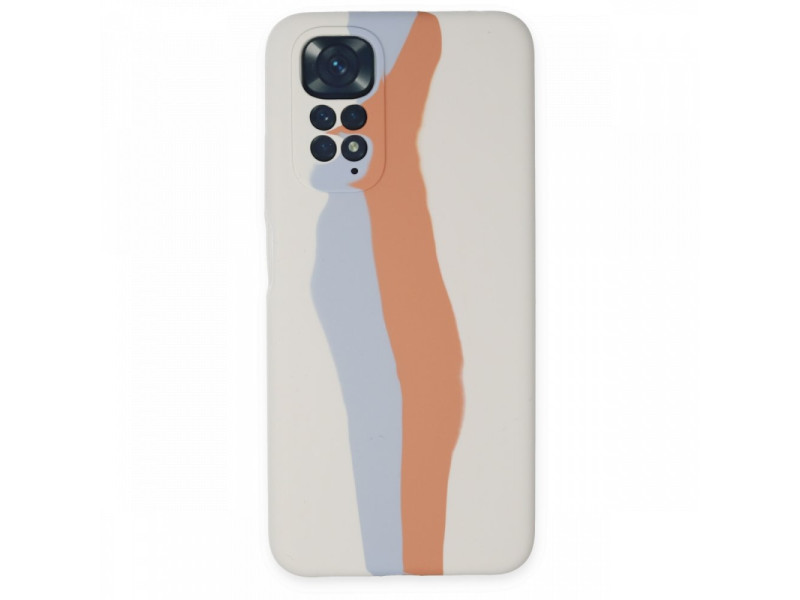 Newface Xiaomi Redmi Note 11S Kılıf Ebruli Lansman Silikon - Beyaz-Turuncu