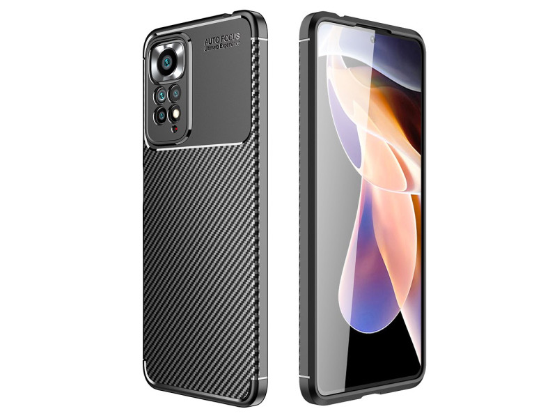 Newface Xiaomi Redmi Note 11S Kılıf Focus Karbon Silikon - Siyah