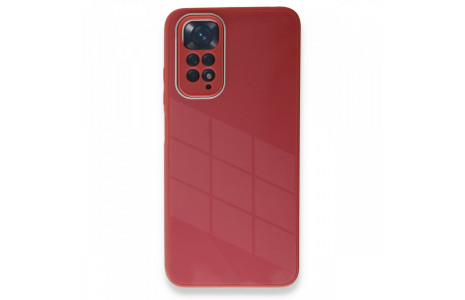 Newface Xiaomi Redmi Note 11S Kılıf Glass Kapak - Bordo
