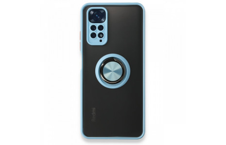 Newface Xiaomi Redmi Note 11S Kılıf Montreal Yüzüklü Silikon Kapak - Buz Mavi