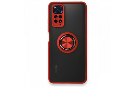 Newface Xiaomi Redmi Note 11S Kılıf Montreal Yüzüklü Silikon Kapak - Kırmızı