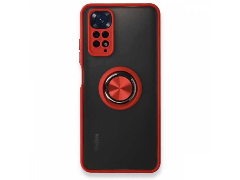 Newface Xiaomi Redmi Note 11S Kılıf Montreal Yüzüklü Silikon Kapak - Kırmızı