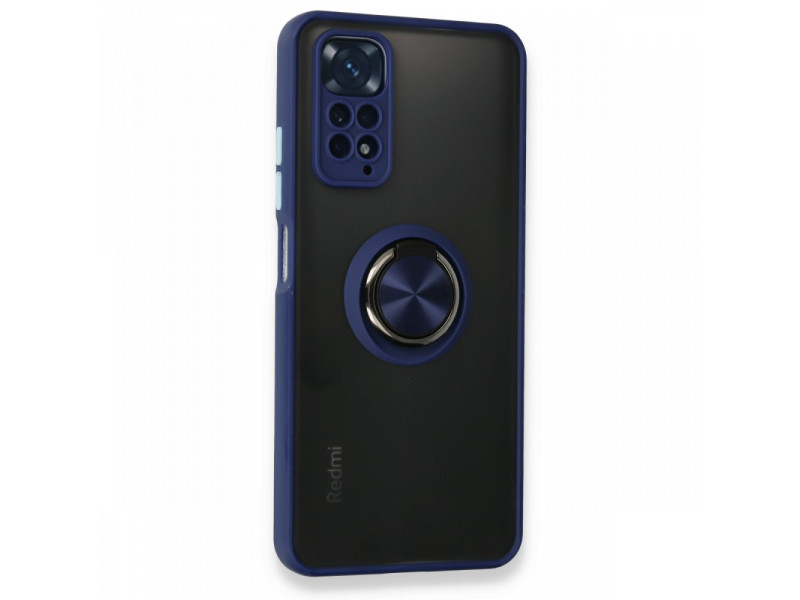 Newface Xiaomi Redmi Note 11S Kılıf Montreal Yüzüklü Silikon Kapak - Lacivert