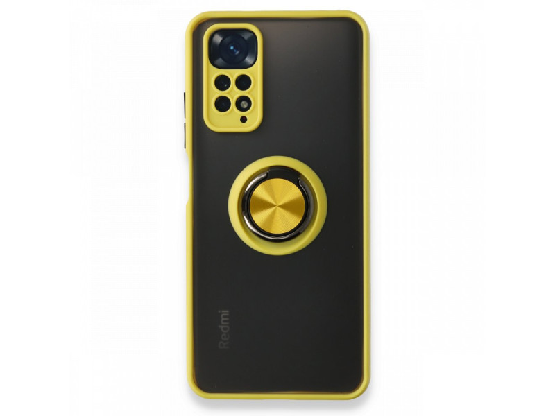 Newface Xiaomi Redmi Note 11S Kılıf Montreal Yüzüklü Silikon Kapak - Sarı