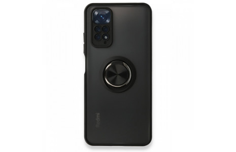 Newface Xiaomi Redmi Note 11S Kılıf Montreal Yüzüklü Silikon Kapak - Siyah