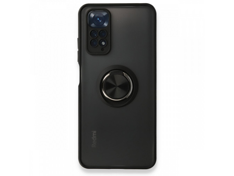 Newface Xiaomi Redmi Note 11S Kılıf Montreal Yüzüklü Silikon Kapak - Siyah