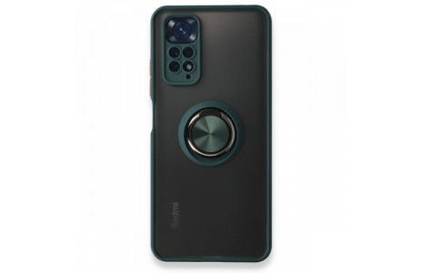 Newface Xiaomi Redmi Note 11S Kılıf Montreal Yüzüklü Silikon Kapak - Yeşil