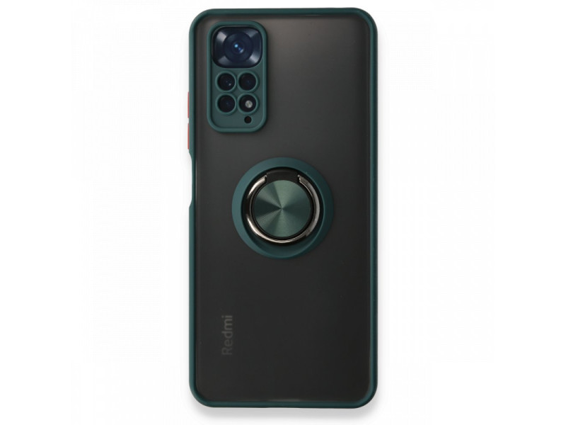 Newface Xiaomi Redmi Note 11S Kılıf Montreal Yüzüklü Silikon Kapak - Yeşil