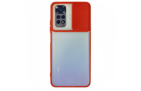 Newface Xiaomi Redmi Note 11S Kılıf Palm Buzlu Kamera Sürgülü Silikon - Kırmızı