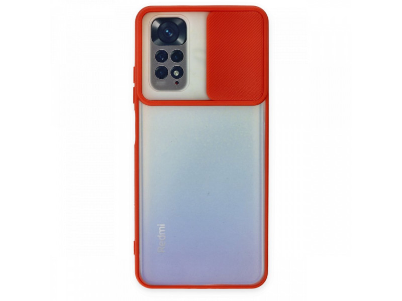 Newface Xiaomi Redmi Note 11S Kılıf Palm Buzlu Kamera Sürgülü Silikon - Kırmızı