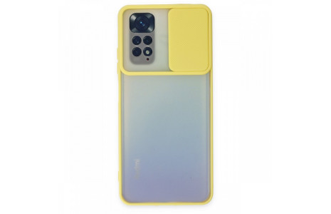 Newface Xiaomi Redmi Note 11S Kılıf Palm Buzlu Kamera Sürgülü Silikon - Sarı