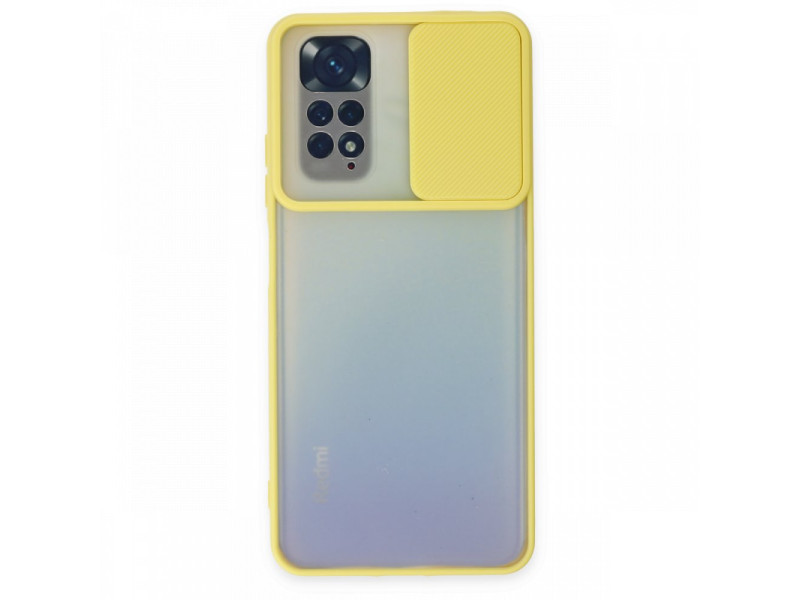 Newface Xiaomi Redmi Note 11S Kılıf Palm Buzlu Kamera Sürgülü Silikon - Sarı