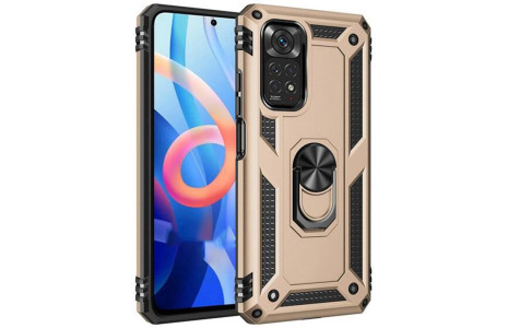 Newface Xiaomi Redmi Note 11S Kılıf Sofya Yüzüklü Silikon Kapak - Gold