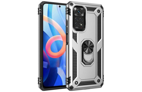 Newface Xiaomi Redmi Note 11S Kılıf Sofya Yüzüklü Silikon Kapak - Gümüş