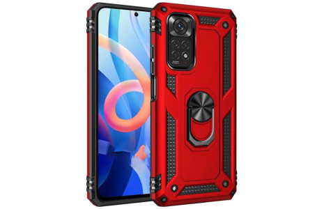 Newface Xiaomi Redmi Note 11S Kılıf Sofya Yüzüklü Silikon Kapak - Kırmızı
