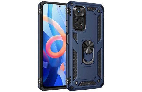 Newface Xiaomi Redmi Note 11S Kılıf Sofya Yüzüklü Silikon Kapak - Lacivert