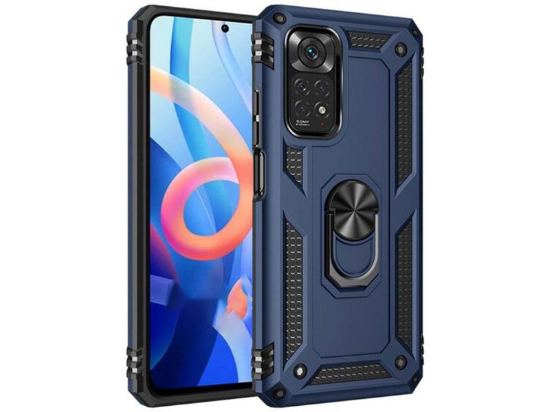 Newface Xiaomi Redmi Note 11S Kılıf Sofya Yüzüklü Silikon Kapak - Lacivert