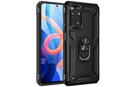 Newface Xiaomi Redmi Note 11S Kılıf Sofya Yüzüklü Silikon Kapak - Siyah