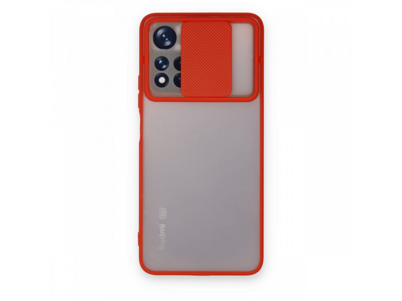 Newface Xiaomi Redmi Note 11T Kılıf Palm Buzlu Kamera Sürgülü Silikon - Kırmızı