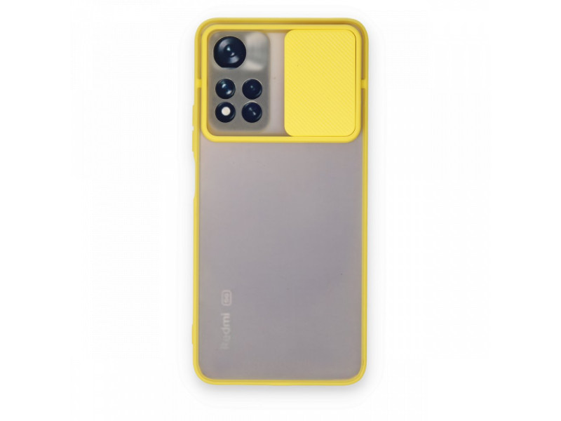 Newface Xiaomi Redmi Note 11T Kılıf Palm Buzlu Kamera Sürgülü Silikon - Sarı
