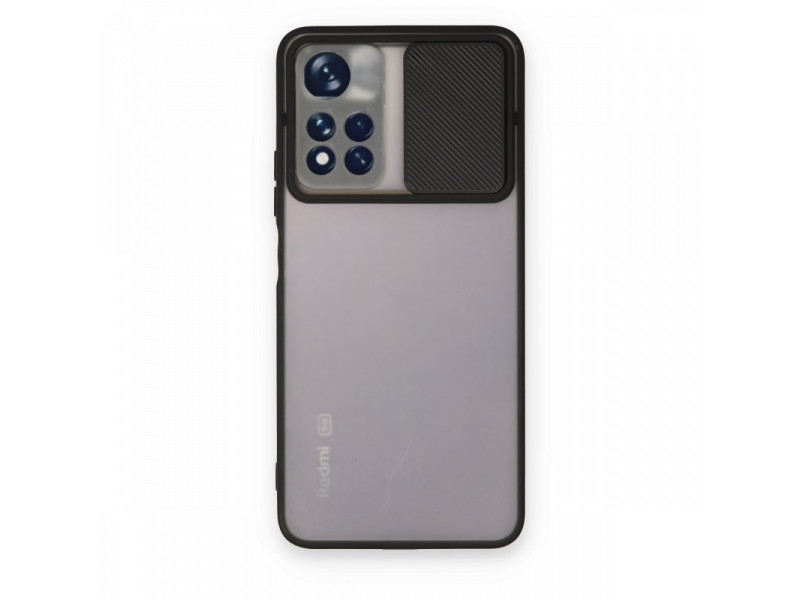 Newface Xiaomi Redmi Note 11T Kılıf Palm Buzlu Kamera Sürgülü Silikon - Siyah