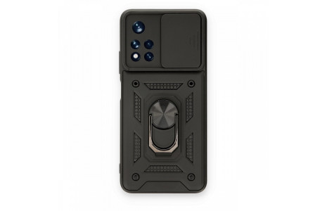 Newface Xiaomi Redmi Note 11T Kılıf Pars Lens Yüzüklü Silikon - Siyah