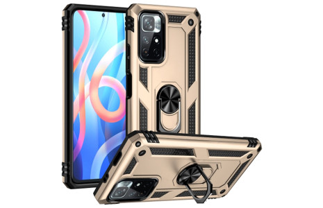 Newface Xiaomi Redmi Note 11T Kılıf Sofya Yüzüklü Silikon Kapak - Gold