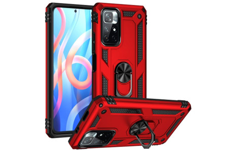 Newface Xiaomi Redmi Note 11T Kılıf Sofya Yüzüklü Silikon Kapak - Kırmızı
