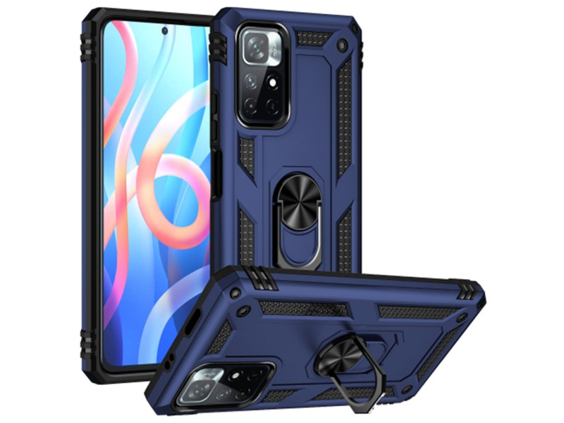 Newface Xiaomi Redmi Note 11T Kılıf Sofya Yüzüklü Silikon Kapak - Lacivert