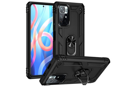 Newface Xiaomi Redmi Note 11T Kılıf Sofya Yüzüklü Silikon Kapak - Siyah