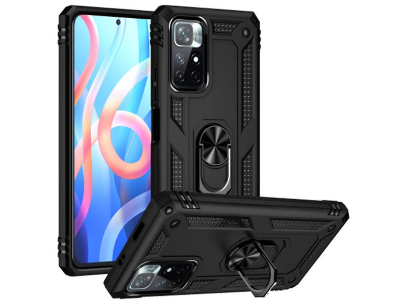 Newface Xiaomi Redmi Note 11T Kılıf Sofya Yüzüklü Silikon Kapak - Siyah