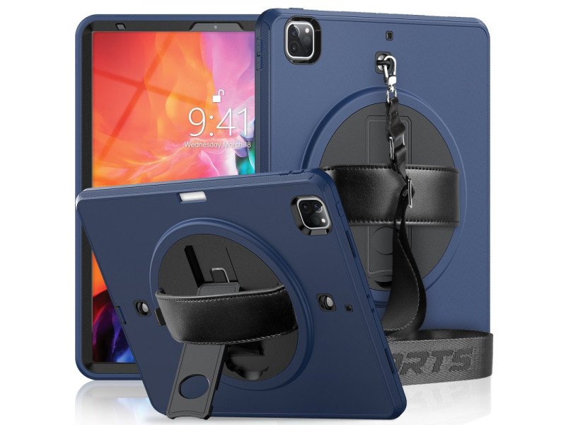 Newface iPad Pro 12.9 (2021) Kılıf Strap-C Otterbox Tablet Kapak - Lacivert