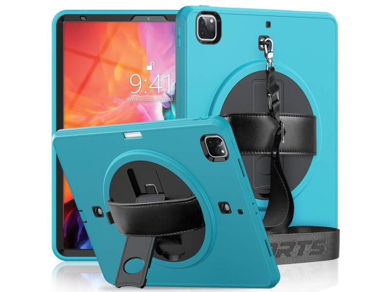 Newface iPad Pro 12.9 (2021) Kılıf Strap-C Otterbox Tablet Kapak - Mavi