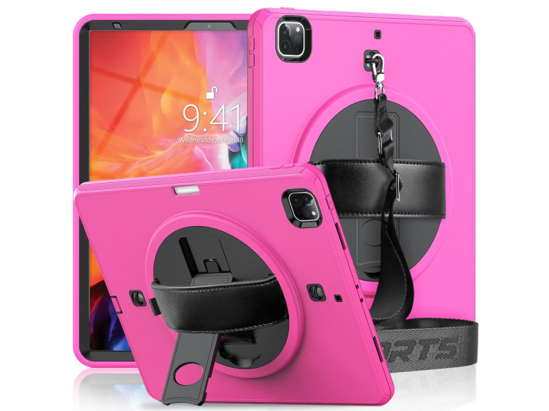 Newface iPad Pro 12.9 (2021) Kılıf Strap-C Otterbox Tablet Kapak - Pembe