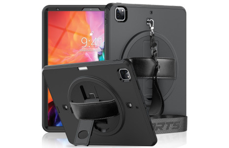 Newface iPad Pro 12.9 (2021) Kılıf Strap-C Otterbox Tablet Kapak - Siyah