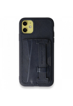 HDD iPhone 11 Kılıf HD Deri Kartvizitli Kapak - Lacivert