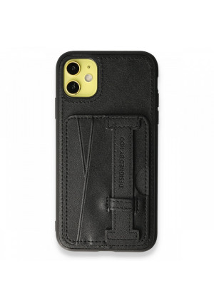 HDD iPhone 11 Kılıf HD Deri Kartvizitli Kapak - Siyah