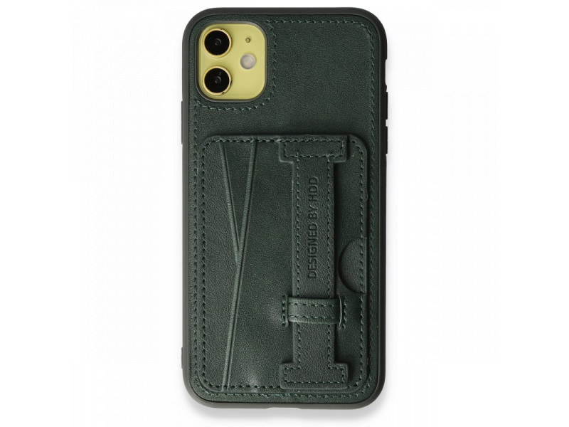 HDD iPhone 11 Kılıf HD Deri Kartvizitli Kapak - Yeşil