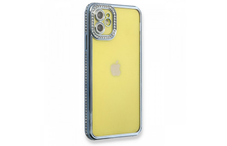 Newface iPhone 11 Kılıf Joke Taşlı Silikon - Mavi