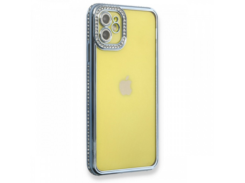 Newface iPhone 11 Kılıf Joke Taşlı Silikon - Mavi