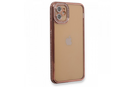 Newface iPhone 11 Kılıf Joke Taşlı Silikon - Pembe