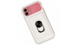 Newface iPhone 11 Kılıf Klik Yüzüklü Kartvizitli Silikon - Beyaz