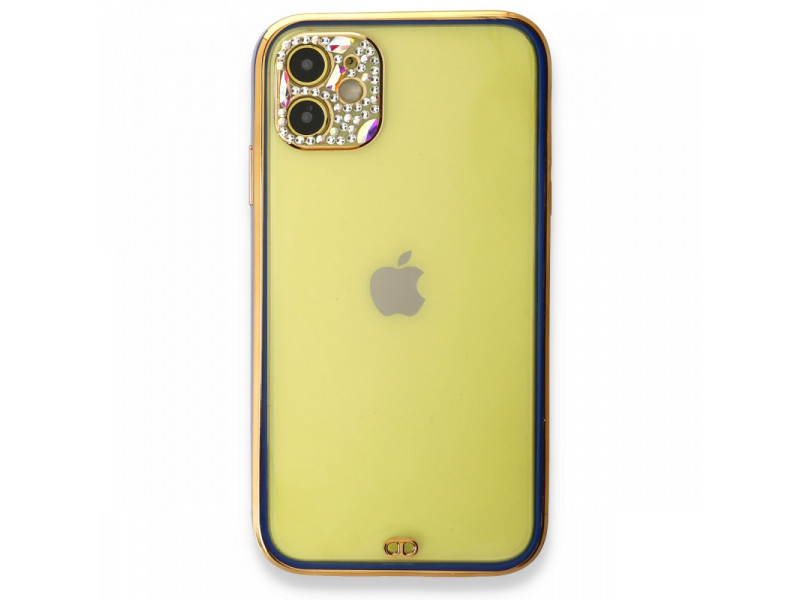 Newface iPhone 11 Kılıf Liva Taşlı Silikon - Lacivert