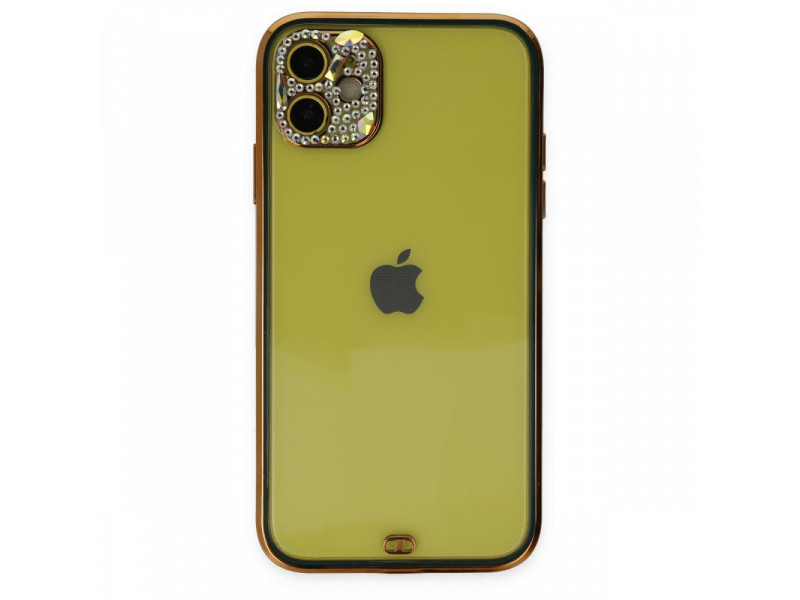 Newface iPhone 11 Kılıf Liva Taşlı Silikon - Yeşil